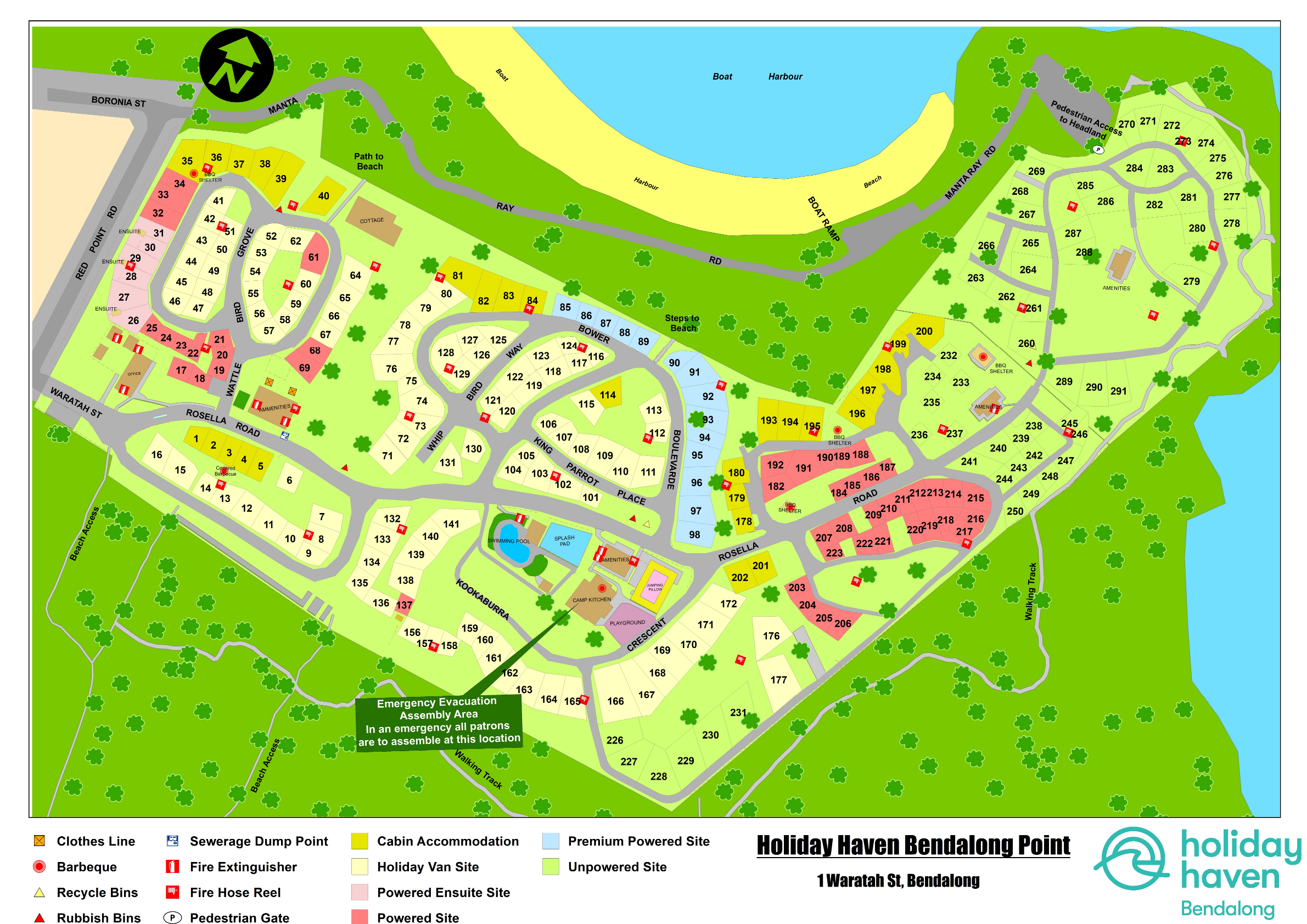 Tourist Park Map Bendalong Feb 2024 