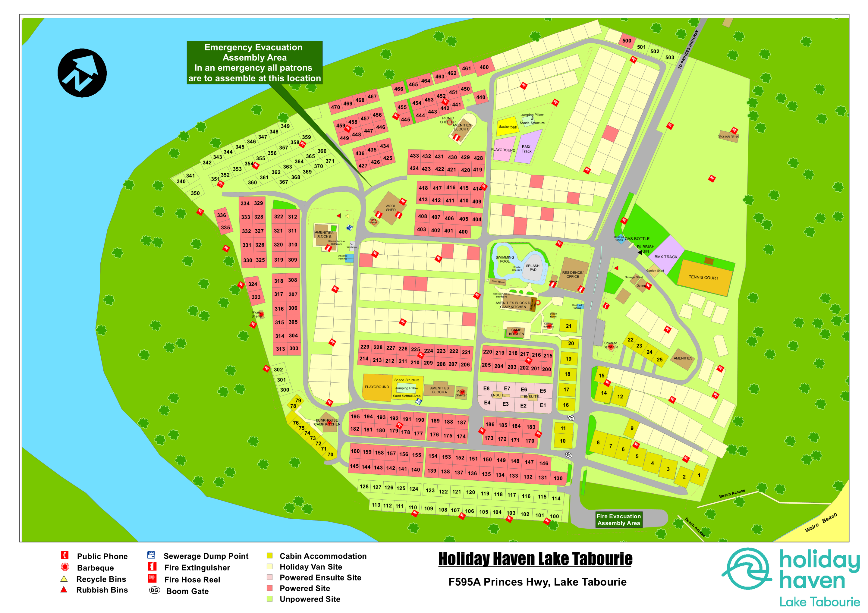 Tourist Park Map Bendalong Feb 2024 