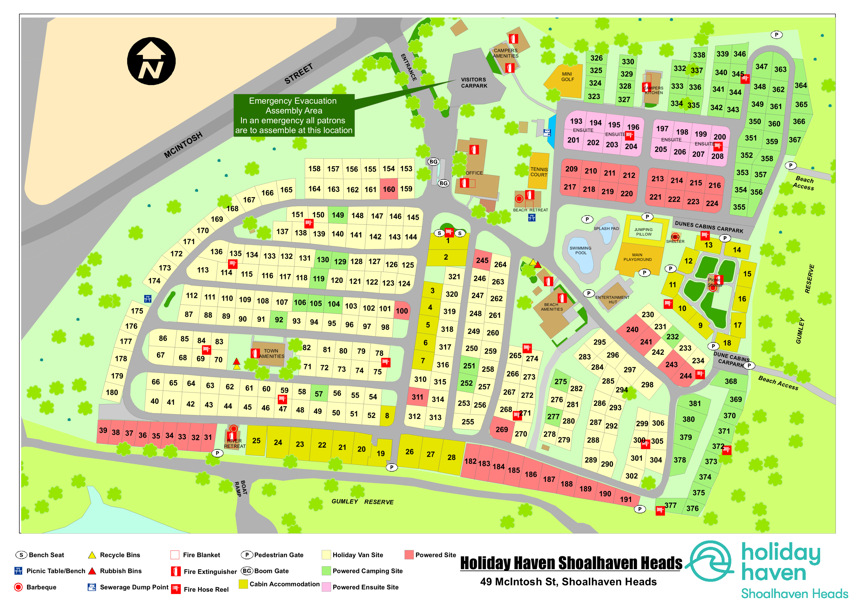 Tourist Park Map Bendalong Feb 2024 